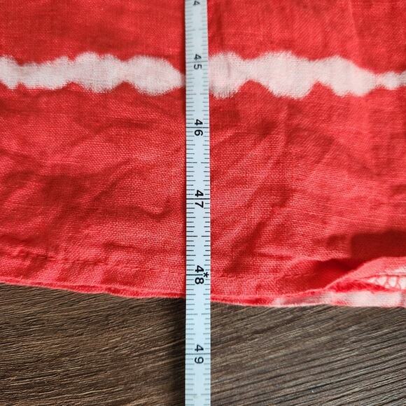 PEZ Linen Midi Tie Dye Dress OS Red‎ Resortwear Beach Coastal Vacation - Picture 8 of 8